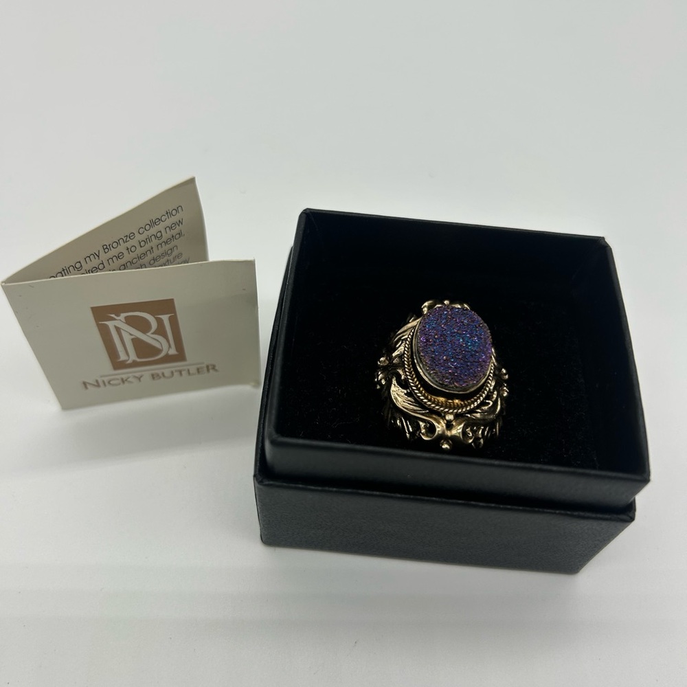 Nicky Butler Purple drusy and goldtone ring